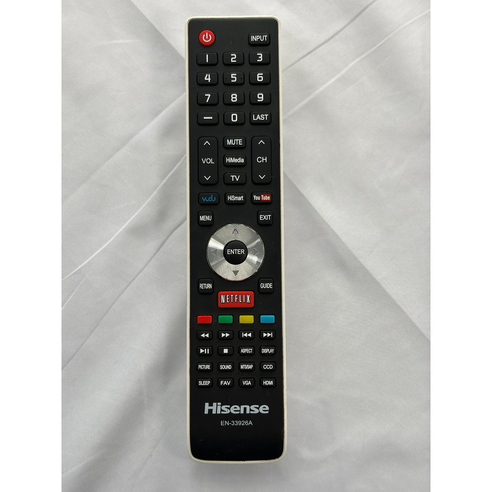 Hisense EN-33926A Smart TV Remote Control Black White Good Netflix YouTube Vudu